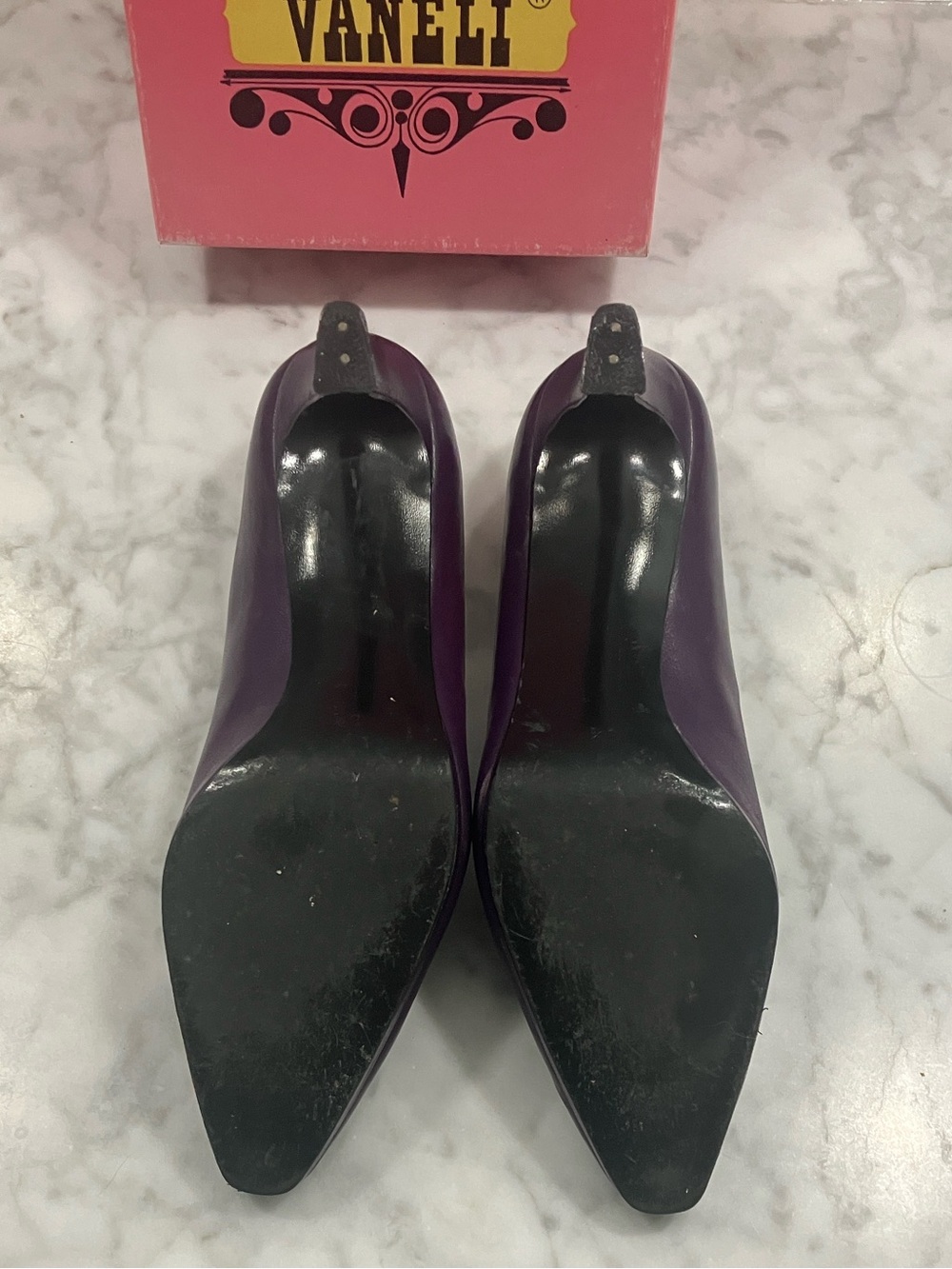 Vintage Van Eli plum purple heels pumps size 8.5 M MADE IN SPAIN WOMENS - Picture 9 of 13